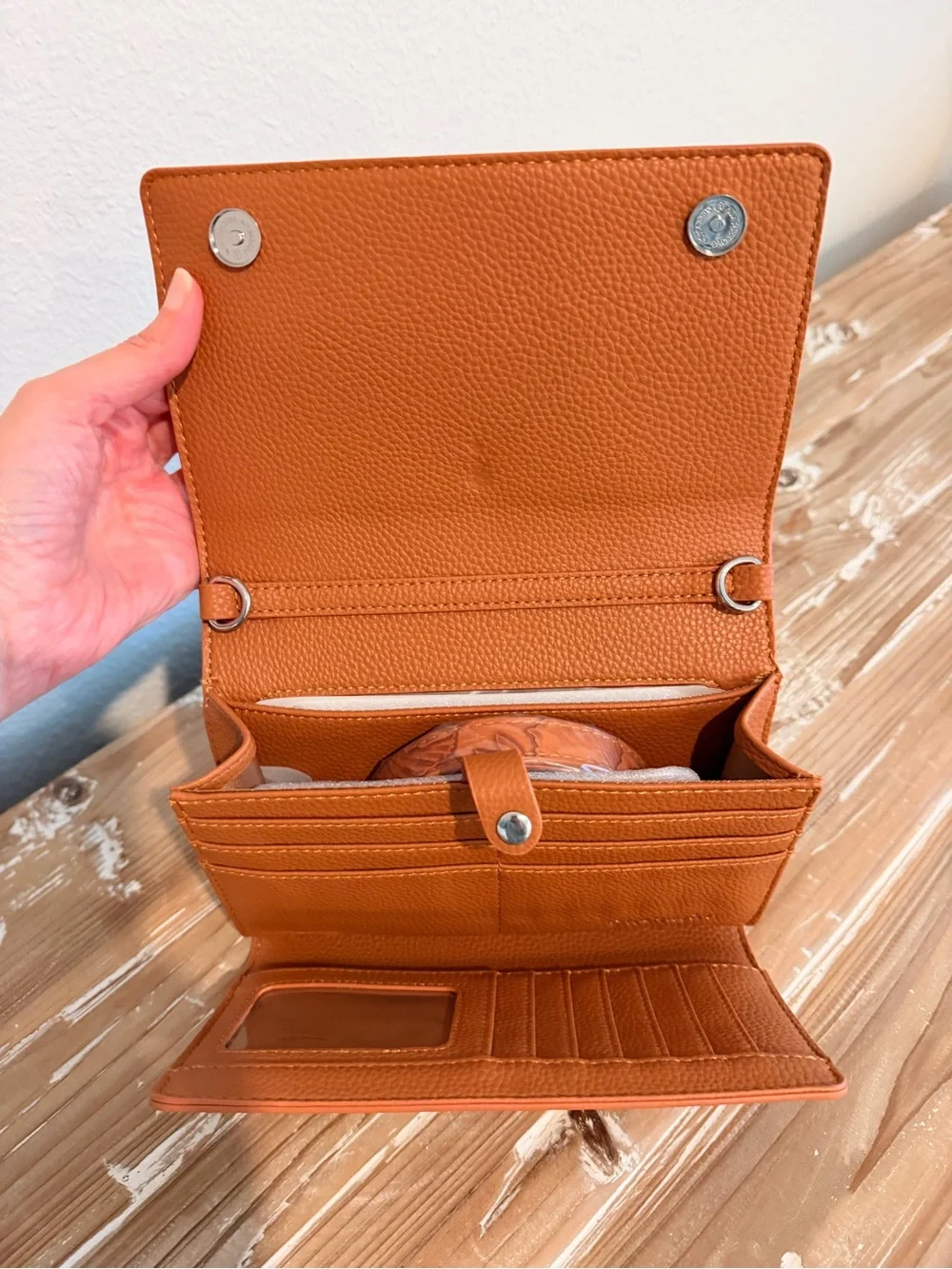 NWT Save the Girls Floral Embossed Camel Vegan Leather Crossbody Clutch
